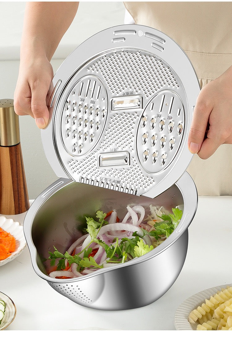 304 Stainless Steel Multi-Functional Vegetable Cutter & Drainer – Master Chef Skills Effortlessly!
