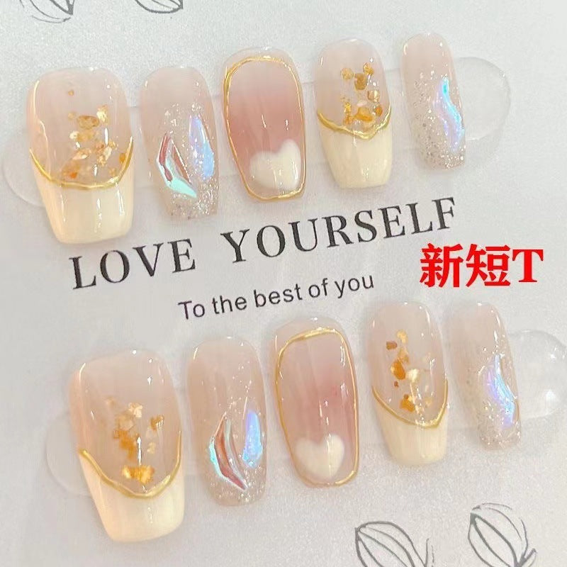 Hand-worn nails, fake nail patches, blush, smudging, pile drills, detachable Internet celebrity wearing, nail stickers, nail art, nails