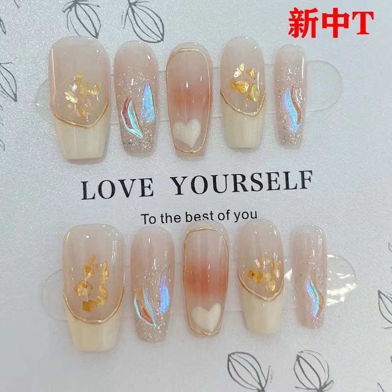 Hand-worn nails, fake nail patches, blush, smudging, pile drills, detachable Internet celebrity wearing, nail stickers, nail art, nails